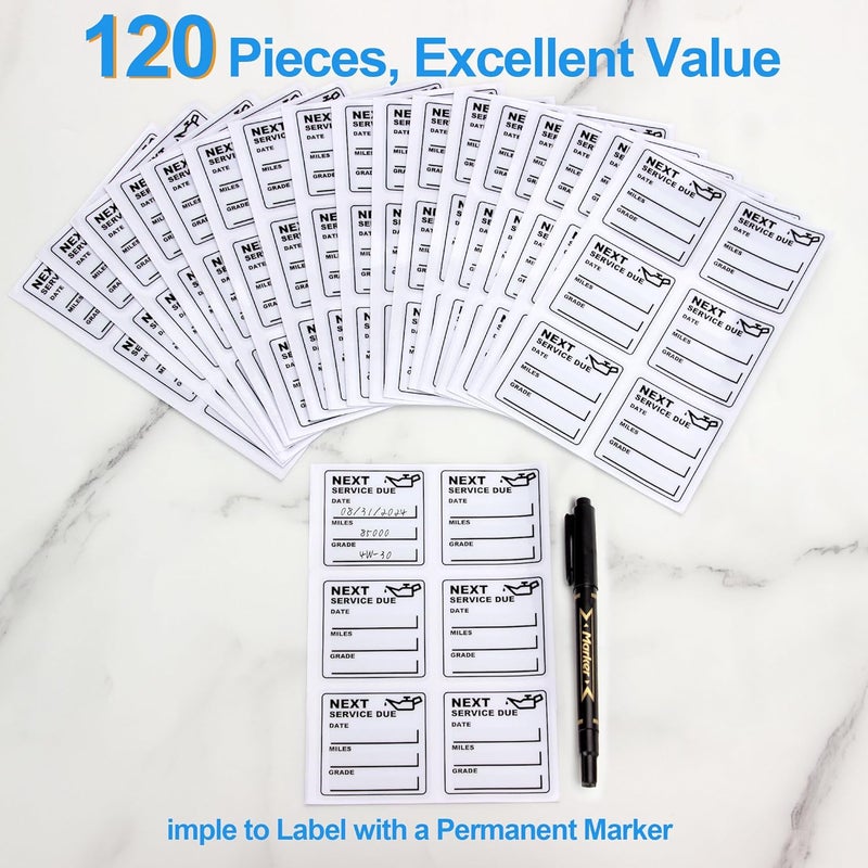 GUEER for Oil Change Sticker Static Cling, Clear Stickers 120 Pcs 2”x 2” Next Service Due Sticker for Windshield, Easy to Peel with No Residue for Car Auto Vehicle Window (Black1) - Image 3